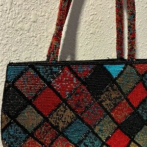 ERMO Beaded Mosaic Patchwork Bag - Harlequin Multi-Color